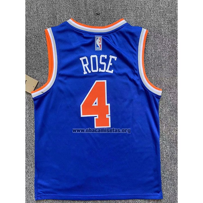 Camiseta Nino New York Knicks Derrick Rose NO 4 Icon Azul